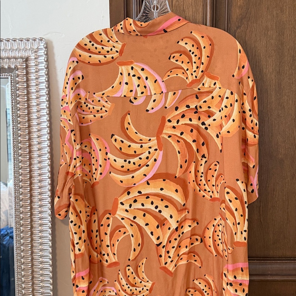 Farm Rio Orange and Pink Banana Print Shirt - Picture 3 of 4